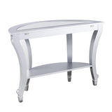46" Silver Mirrored Glass Half Circle Console Table With Storage - Homeroots - Flyclothing LLC