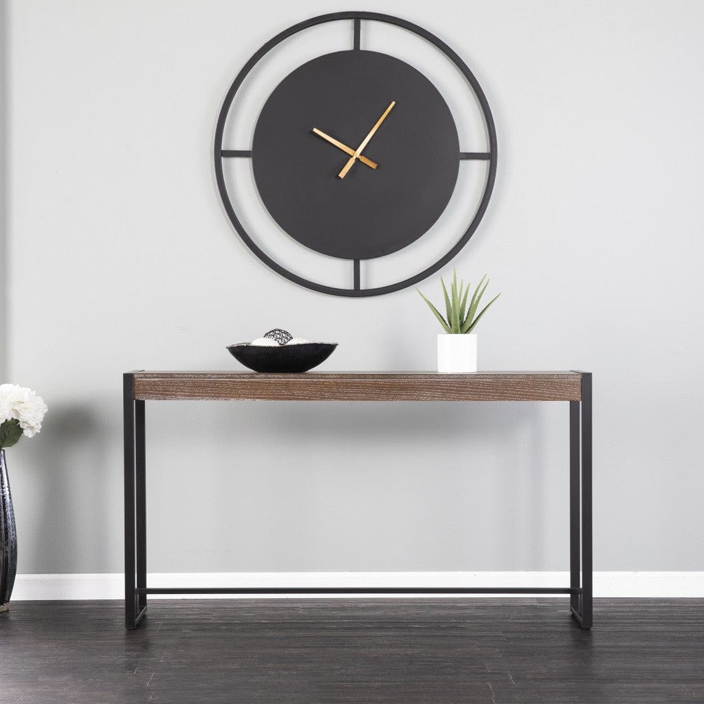 54" Brown and Black Sled Console Table - Homeroots