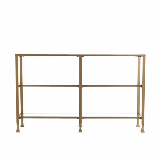 49" Clear and Gold Glass Floor Shelf Console Table With Storage - Homeroots
