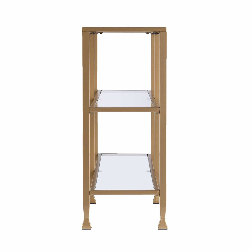 49" Clear and Gold Glass Floor Shelf Console Table With Storage - Homeroots - Flyclothing LLC