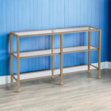 49" Clear and Gold Glass Floor Shelf Console Table With Storage - Homeroots - Flyclothing LLC