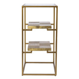 24" Brass Glass And Iron Rectangular End Table With Two Shelves - Homeroots - Flyclothing LLC