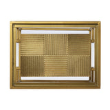 24" Brass Glass And Iron Rectangular End Table With Two Shelves - Homeroots