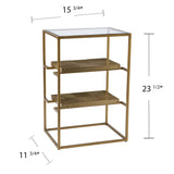 24" Brass Glass And Iron Rectangular End Table With Two Shelves - Homeroots - Flyclothing LLC