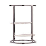 24" Black Metal Glass And Faux Marble Round End Table With Two Shelves - Homeroots - Flyclothing LLC