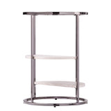 24" Black Metal Glass And Faux Marble Round End Table With Two Shelves - Homeroots - Flyclothing LLC
