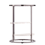 24" Black Metal Glass And Faux Marble Round End Table With Two Shelves - Homeroots - Flyclothing LLC