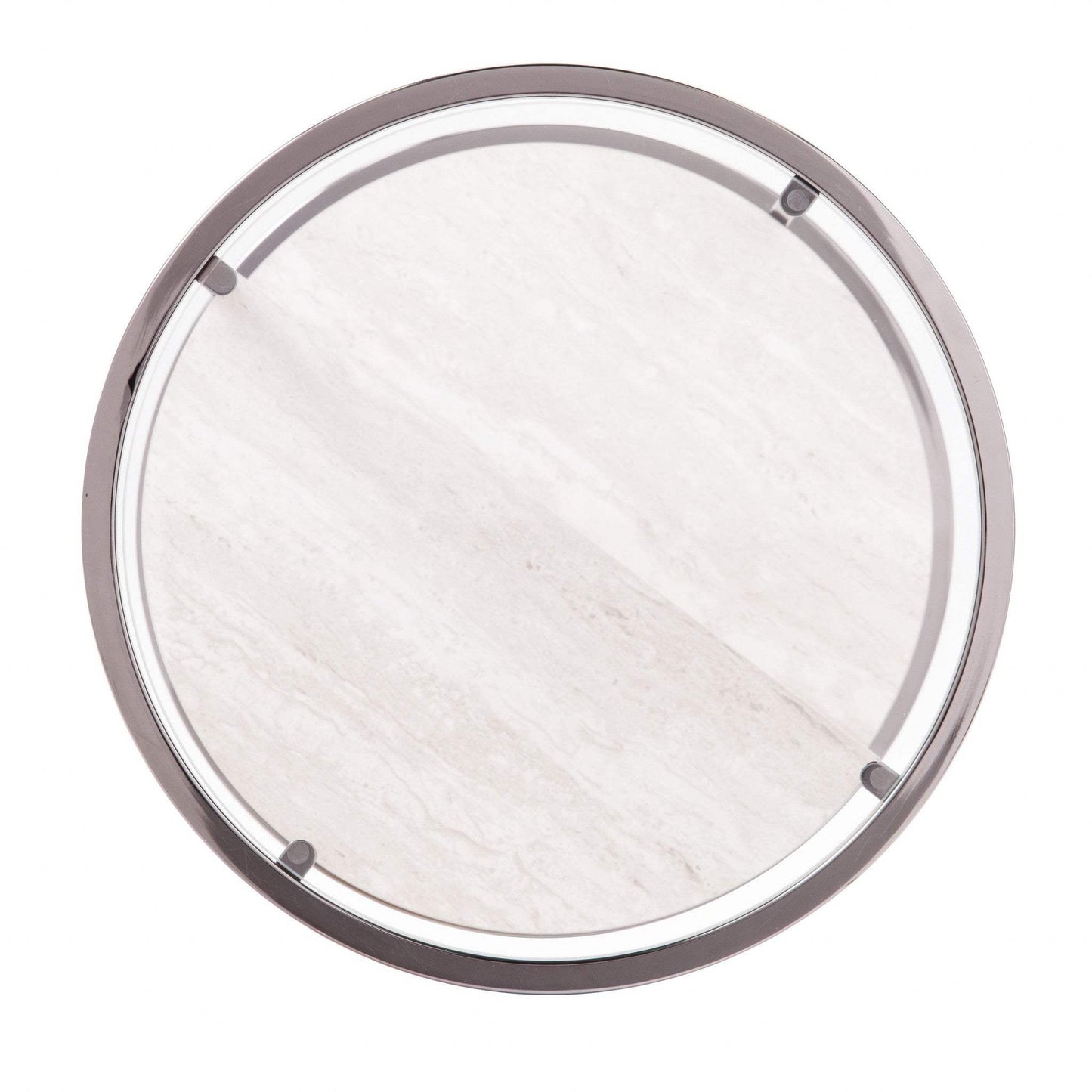24" Black Metal Glass And Faux Marble Round End Table With Two Shelves - Homeroots - Flyclothing LLC