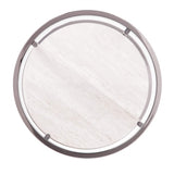 24" Black Metal Glass And Faux Marble Round End Table With Two Shelves - Homeroots - Flyclothing LLC