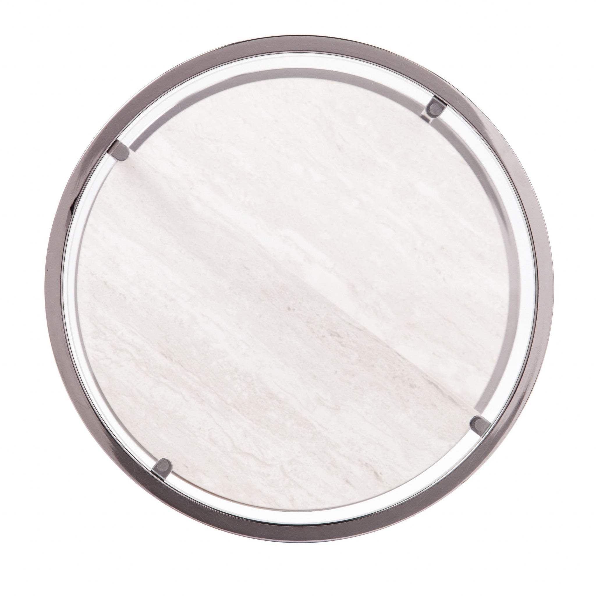 24" Black Metal Glass And Faux Marble Round End Table With Two Shelves - Homeroots - Flyclothing LLC