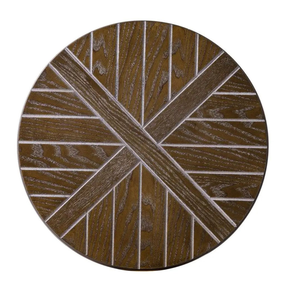 24" Brown Manufactured Wood And Iron Round End Table With Shelf - Homeroots