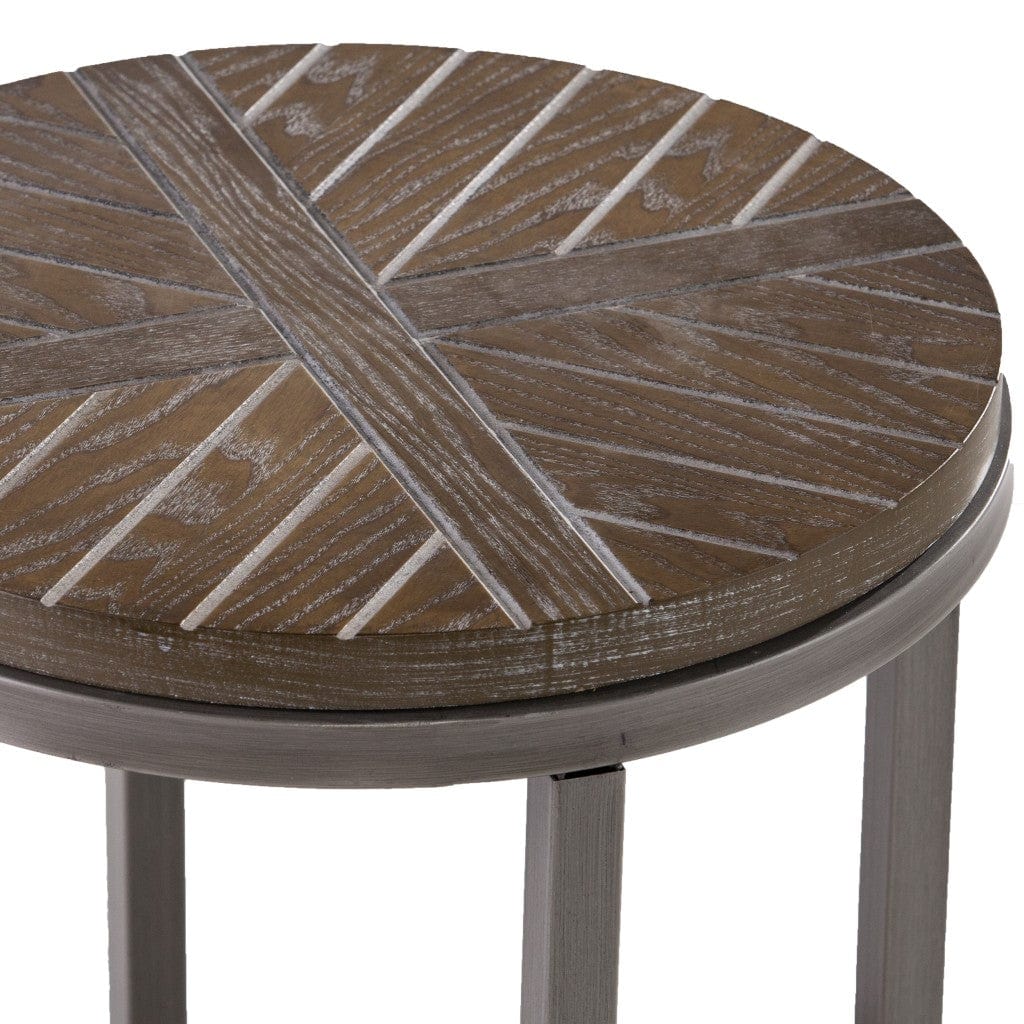 24" Brown Manufactured Wood And Iron Round End Table With Shelf - Homeroots - Flyclothing LLC