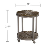 24" Brown Manufactured Wood And Iron Round End Table With Shelf - Homeroots