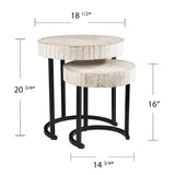 Set Of Two 21" White Solid Wood And Iron Round Nested Tables - Homeroots