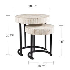 Set Of Two 21" White Solid Wood And Iron Round Nested Tables - Homeroots