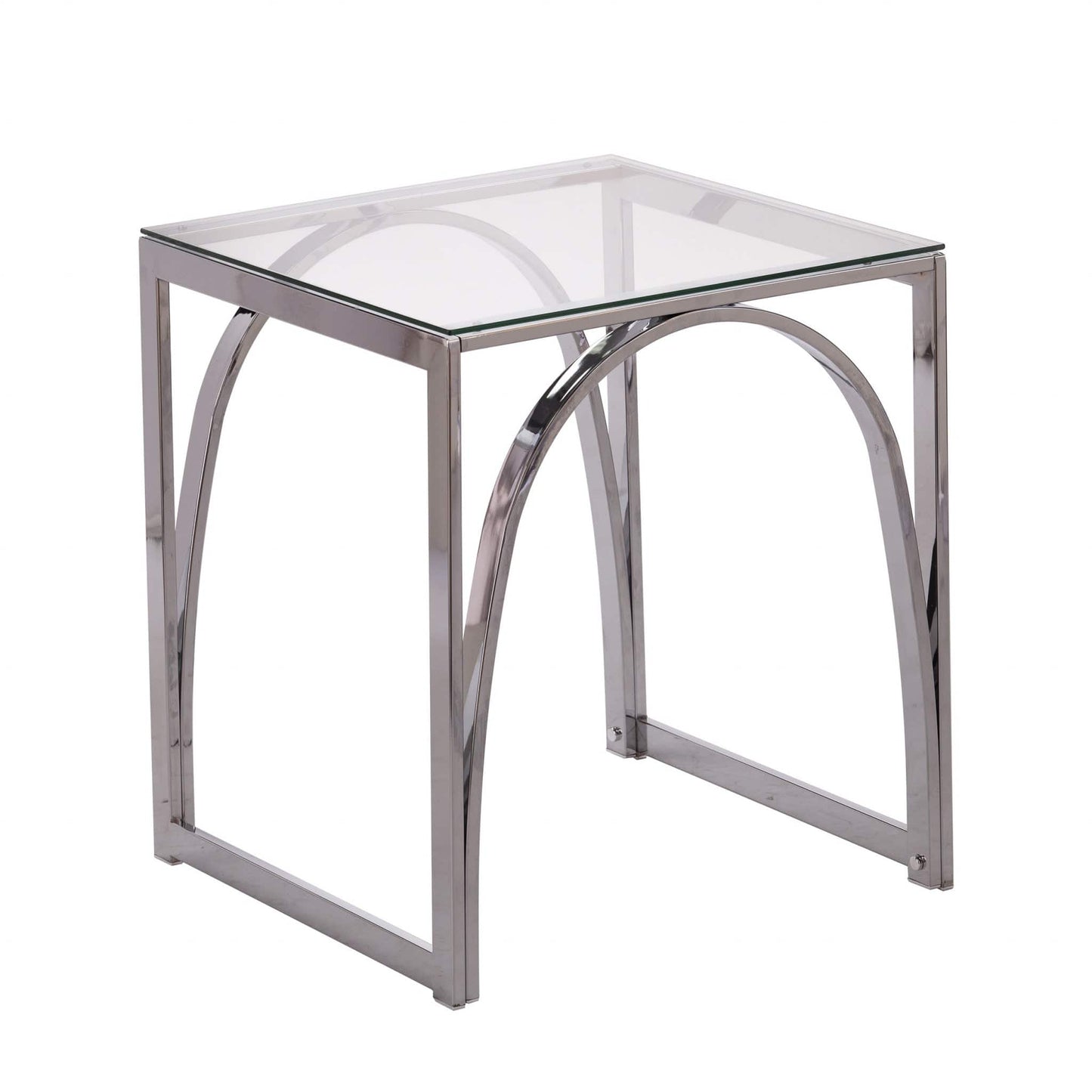22" Chrome Glass And Iron Square End Table - Homeroots - Flyclothing LLC