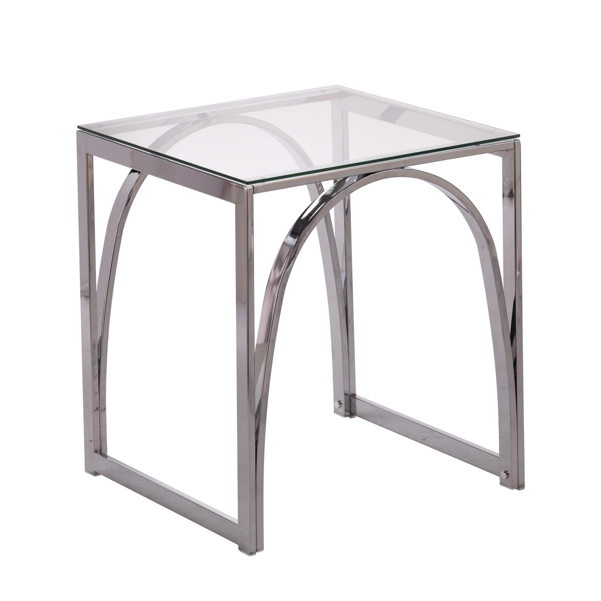 22" Chrome Glass And Iron Square End Table - Homeroots - Flyclothing LLC