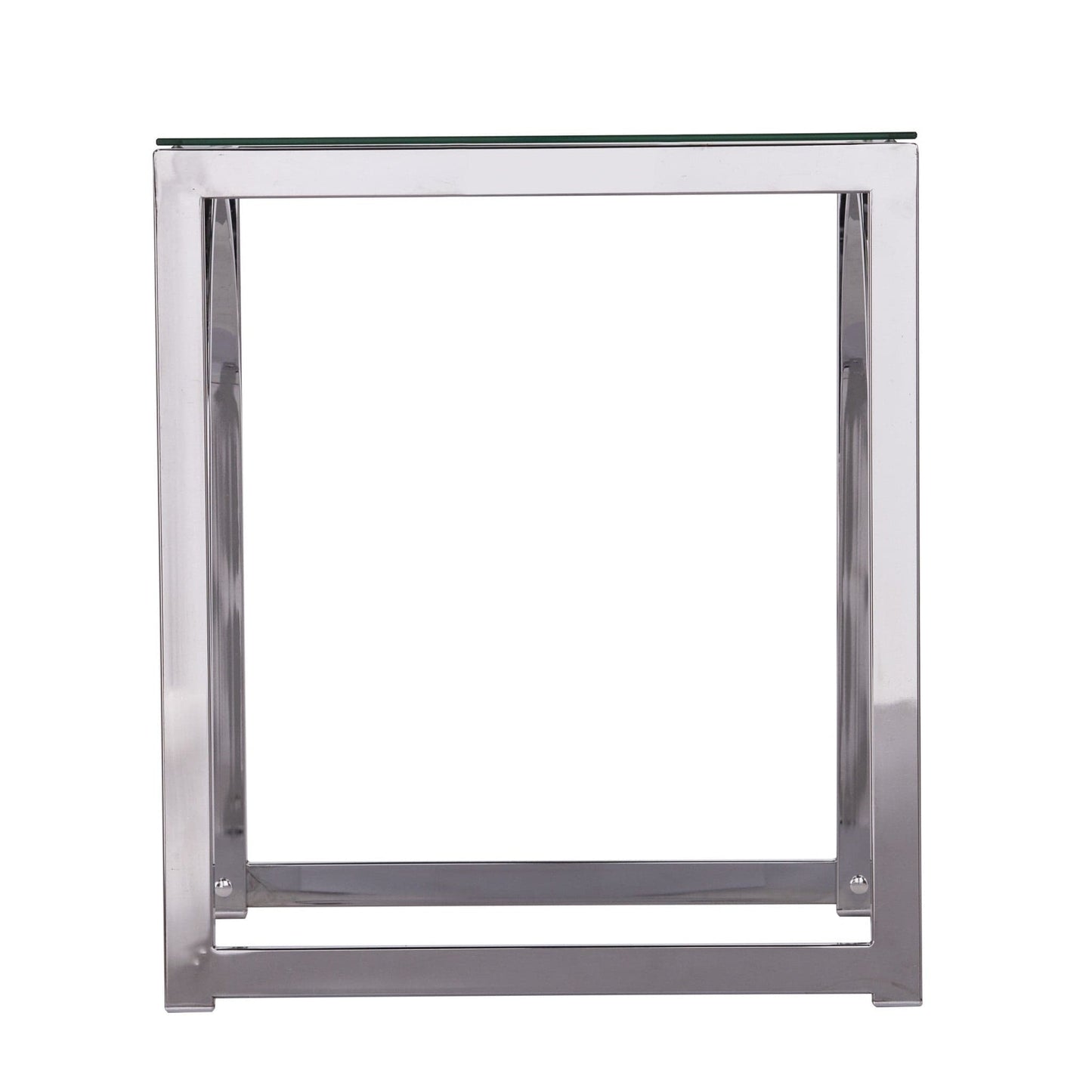 22" Chrome Glass And Iron Square End Table - Homeroots - Flyclothing LLC