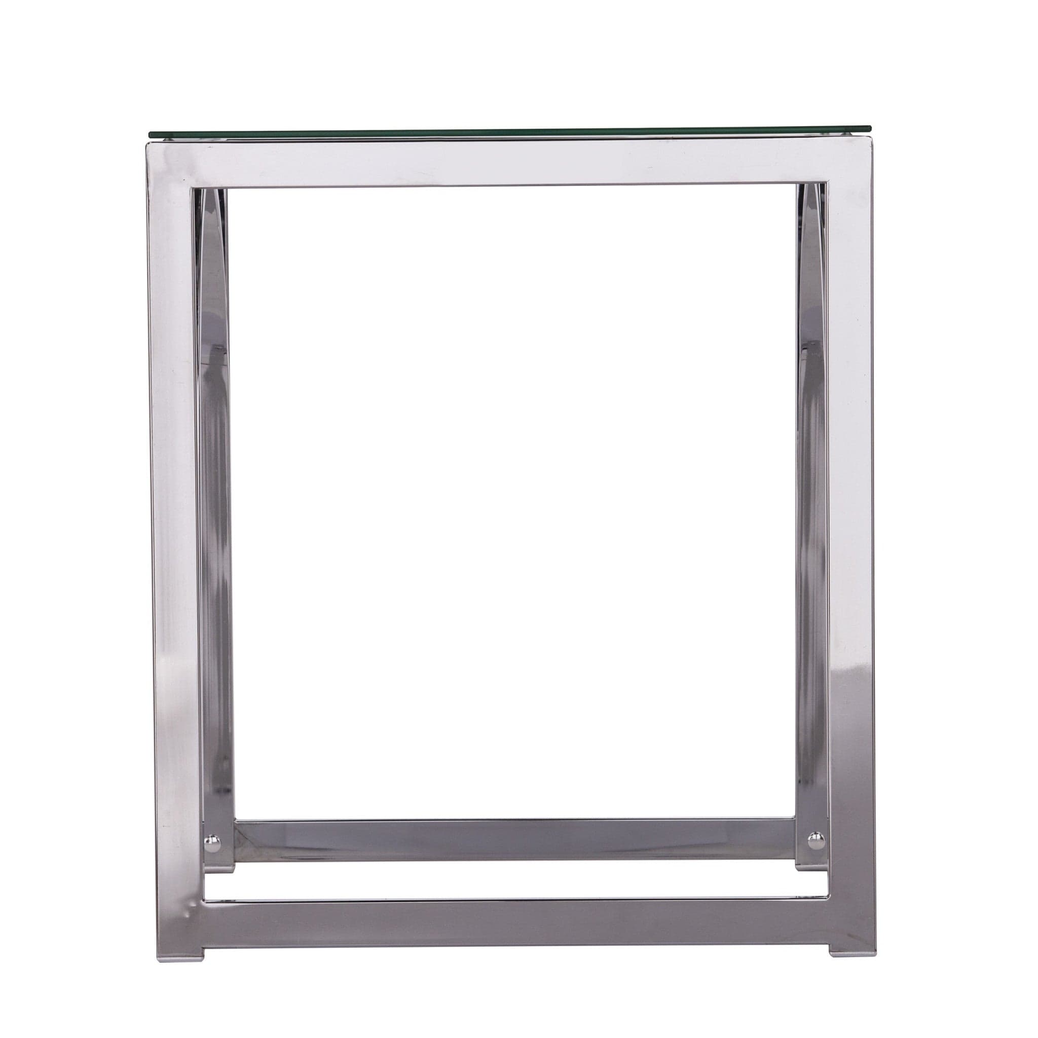 22" Chrome Glass And Iron Square End Table - Homeroots - Flyclothing LLC