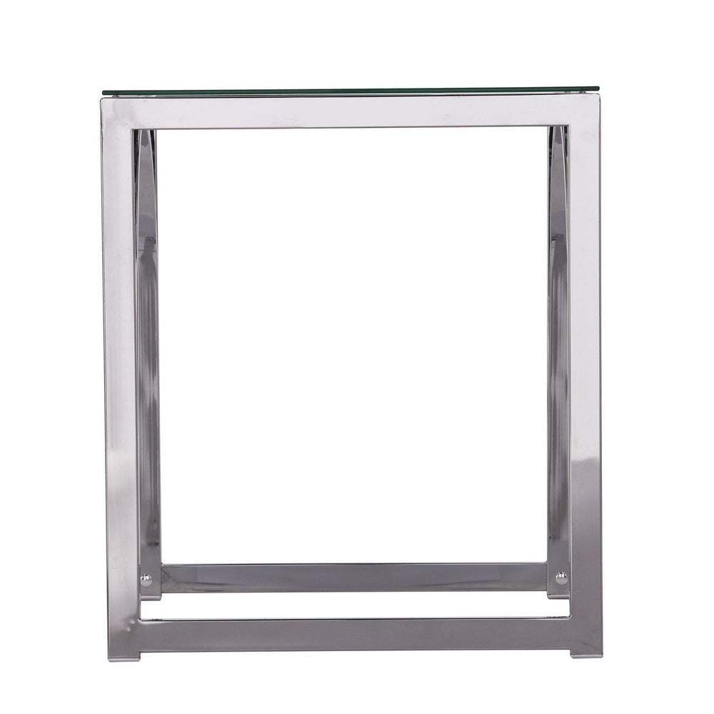 22" Chrome Glass And Iron Square End Table - Homeroots