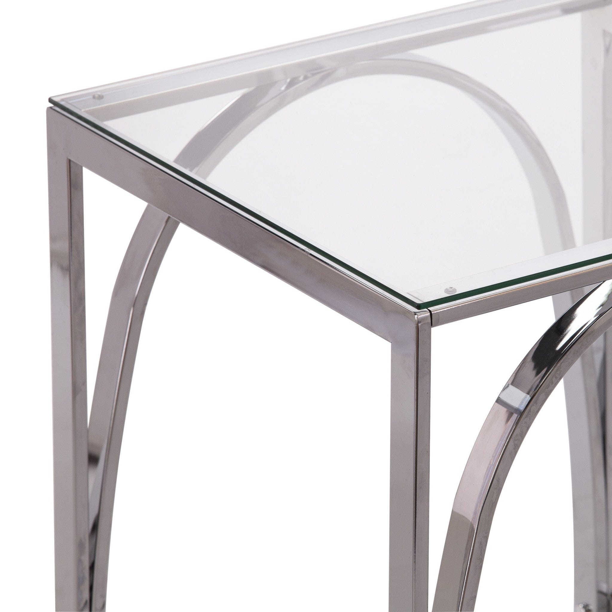 22" Chrome Glass And Iron Square End Table - Homeroots - Flyclothing LLC