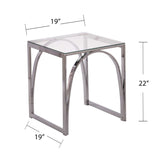 22" Chrome Glass And Iron Square End Table - Homeroots