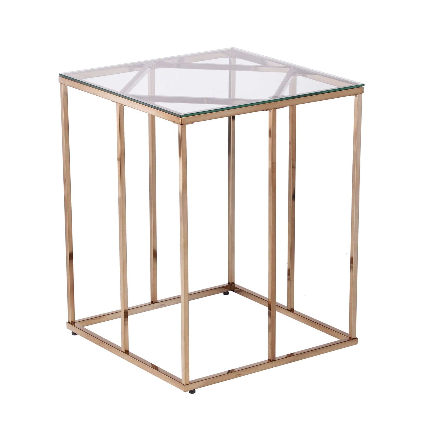 24" Champagne Glass And Iron Square End Table - Homeroots - Flyclothing LLC