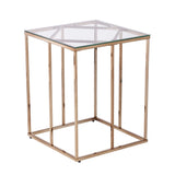 24" Champagne Glass And Iron Square End Table - Homeroots - Flyclothing LLC