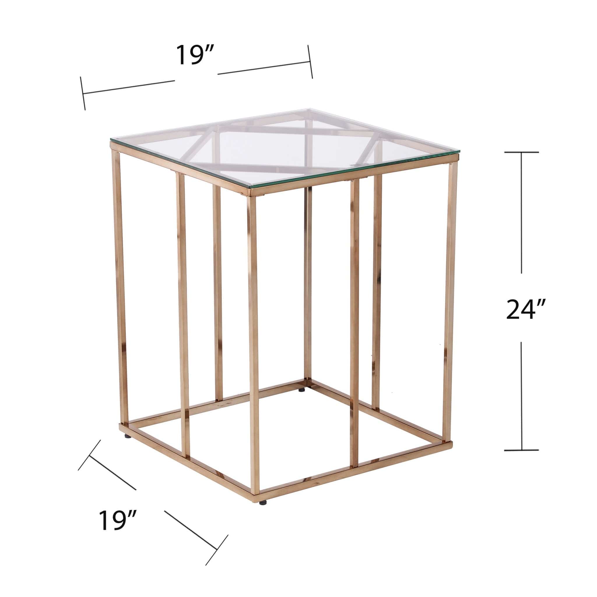 24" Champagne Glass And Iron Square End Table - Homeroots - Flyclothing LLC
