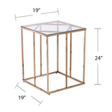 24" Champagne Glass And Iron Square End Table - Homeroots