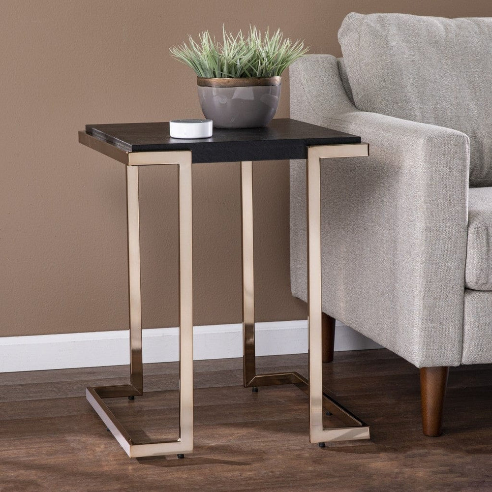 24" Black Geometric Metal Square End Table - Homeroots