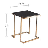 24" Black Geometric Metal Square End Table - Homeroots