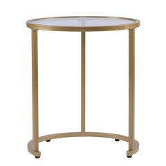 Set Of Two 23" Gold Glass And Steel Round Nested Tables - Homeroots