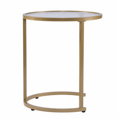 Set Of Two 23" Gold Glass And Steel Round Nested Tables - Homeroots