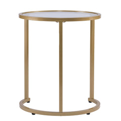 Set Of Two 23" Gold Glass And Steel Round Nested Tables - Homeroots