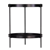 24" Black Manufactured Wood And Iron Round End Table With Shelf - Homeroots