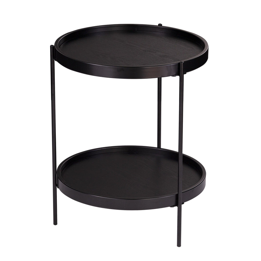 24" Black Manufactured Wood And Iron Round End Table With Shelf - Homeroots - Flyclothing LLC