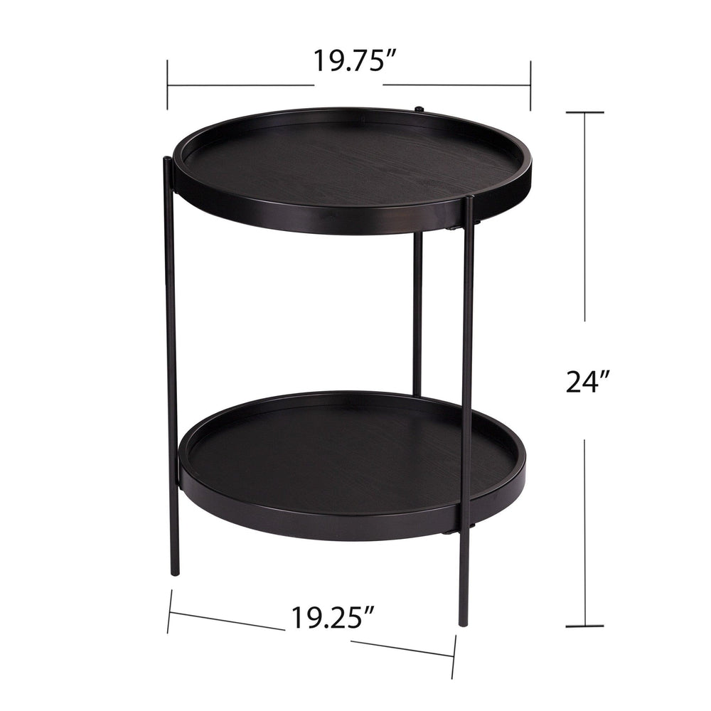 24" Black Manufactured Wood And Iron Round End Table With Shelf - Homeroots - Flyclothing LLC