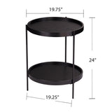 24" Black Manufactured Wood And Iron Round End Table With Shelf - Homeroots - Flyclothing LLC