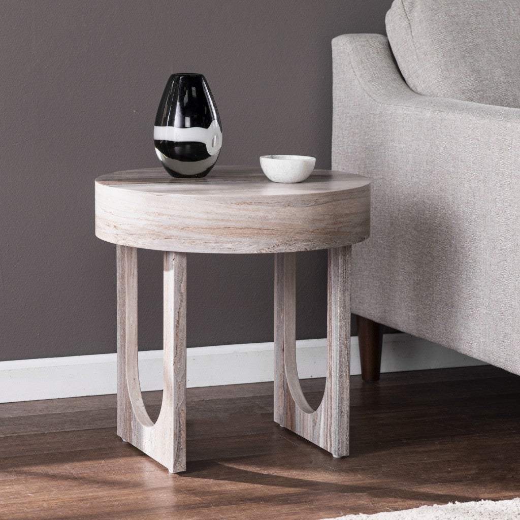 20" Brown Manufactured Wood Round End Table - Homeroots - Flyclothing LLC