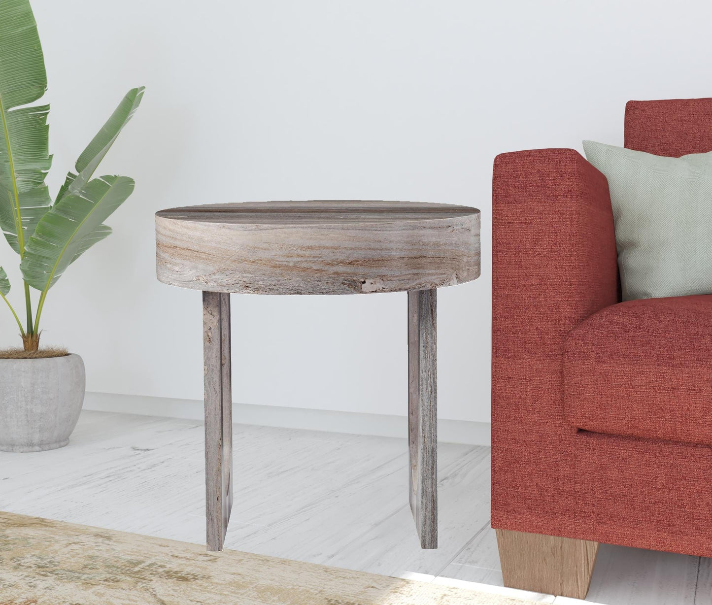 20" Brown Manufactured Wood Round End Table - Homeroots - Flyclothing LLC