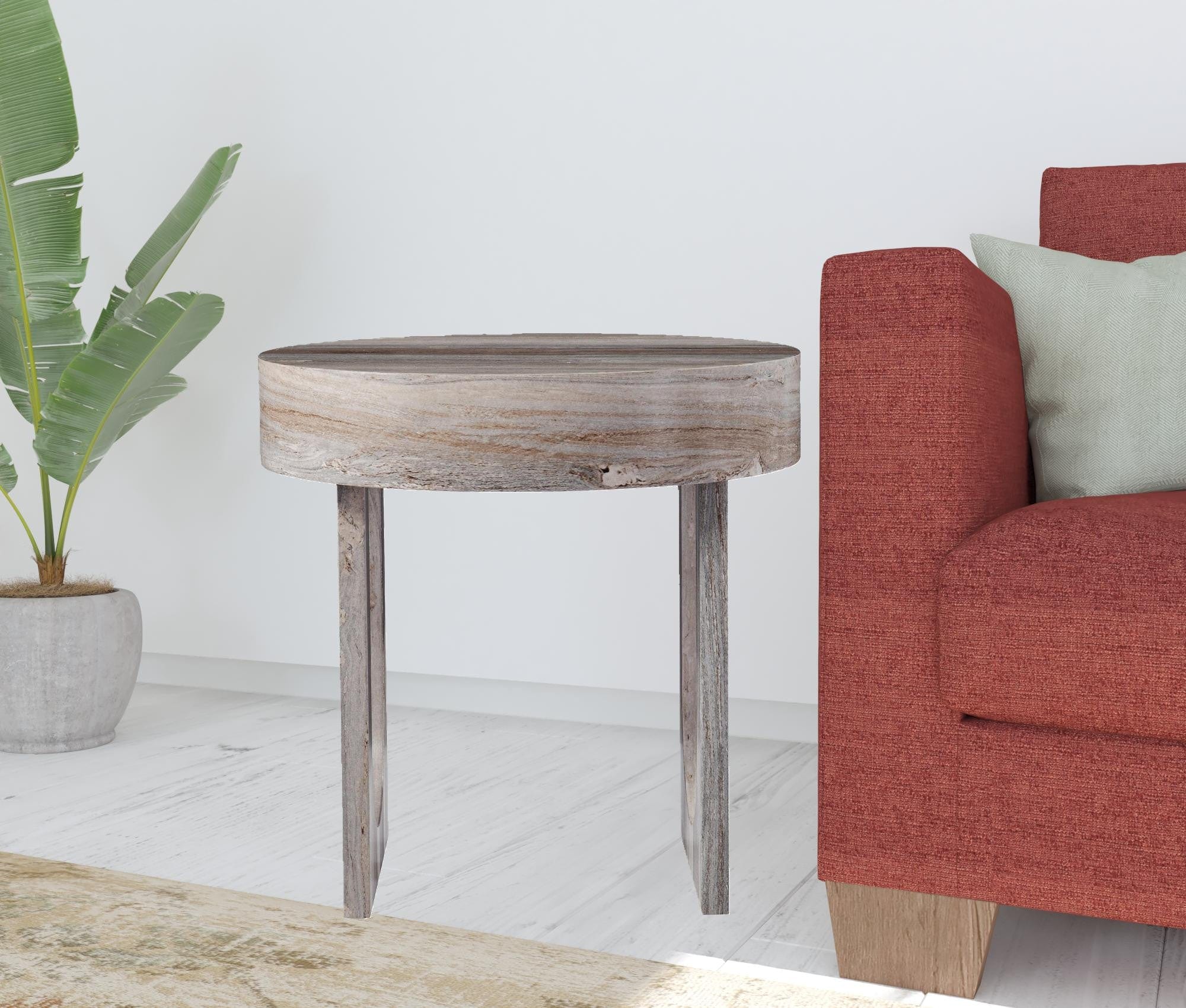 20" Brown Manufactured Wood Round End Table - Homeroots - Flyclothing LLC