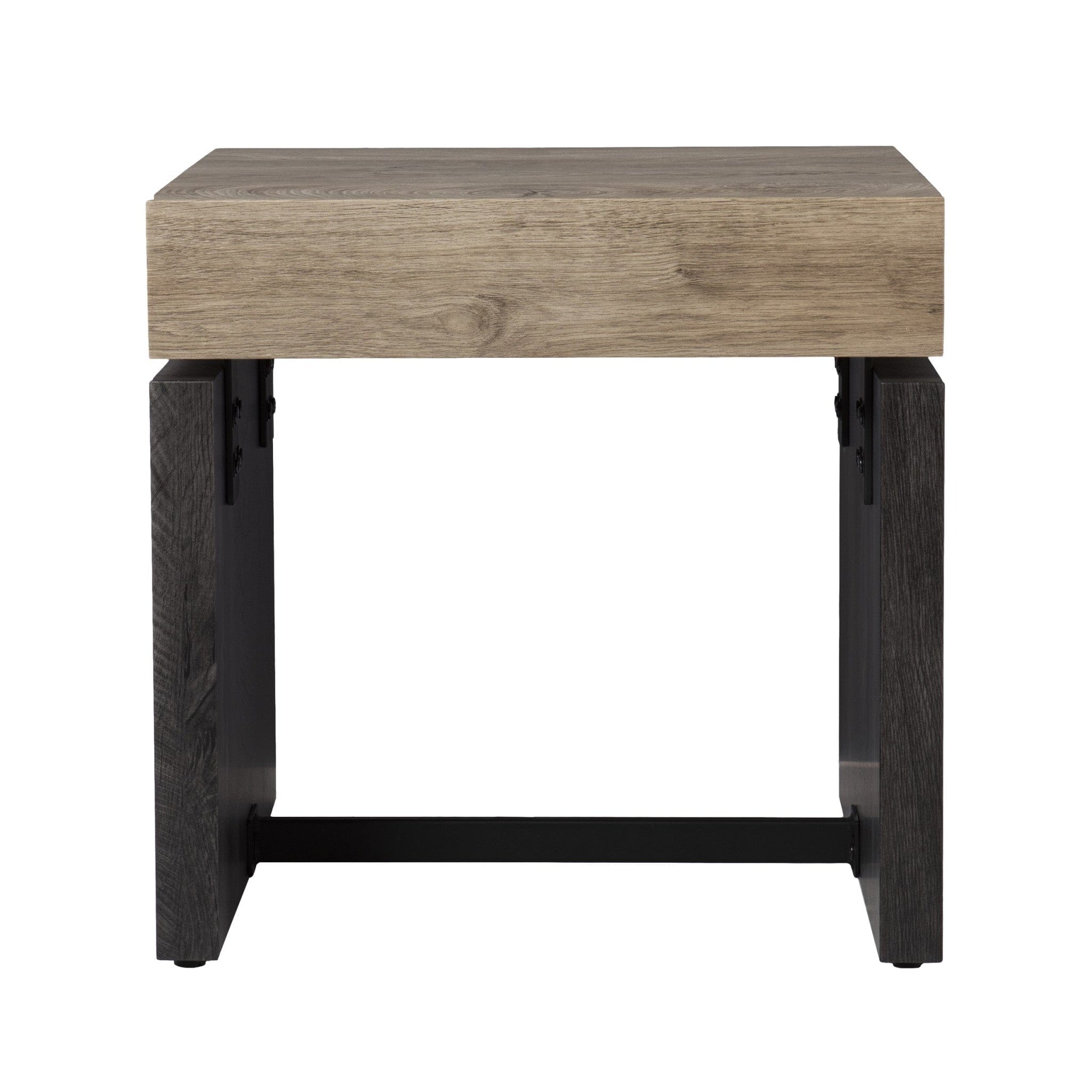 20" Natural Wood Manufactured Wood And Iron Square End Table - Homeroots - Flyclothing LLC