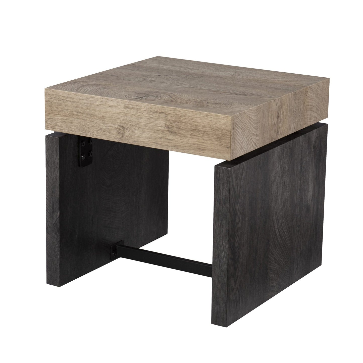 20" Natural Wood Manufactured Wood And Iron Square End Table - Homeroots - Flyclothing LLC