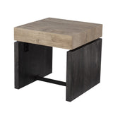 20" Natural Wood Manufactured Wood And Iron Square End Table - Homeroots - Flyclothing LLC