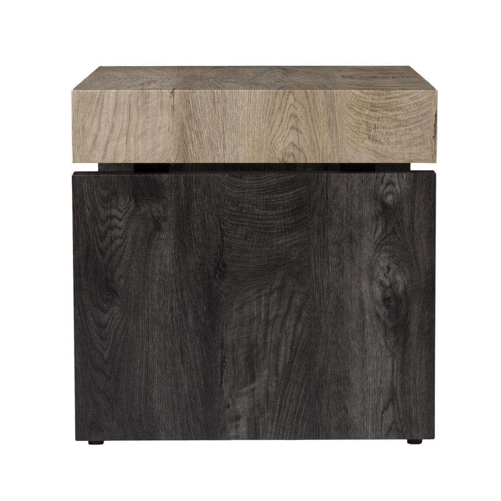 20" Natural Wood Manufactured Wood And Iron Square End Table - Homeroots - Flyclothing LLC