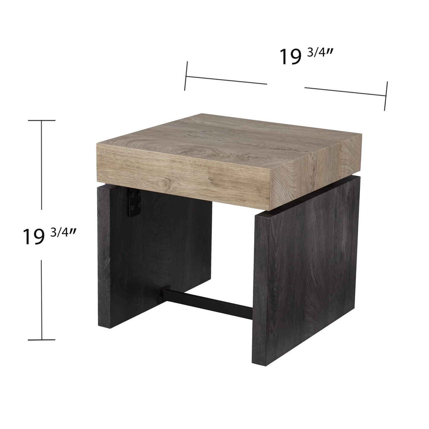20" Natural Wood Manufactured Wood And Iron Square End Table - Homeroots - Flyclothing LLC