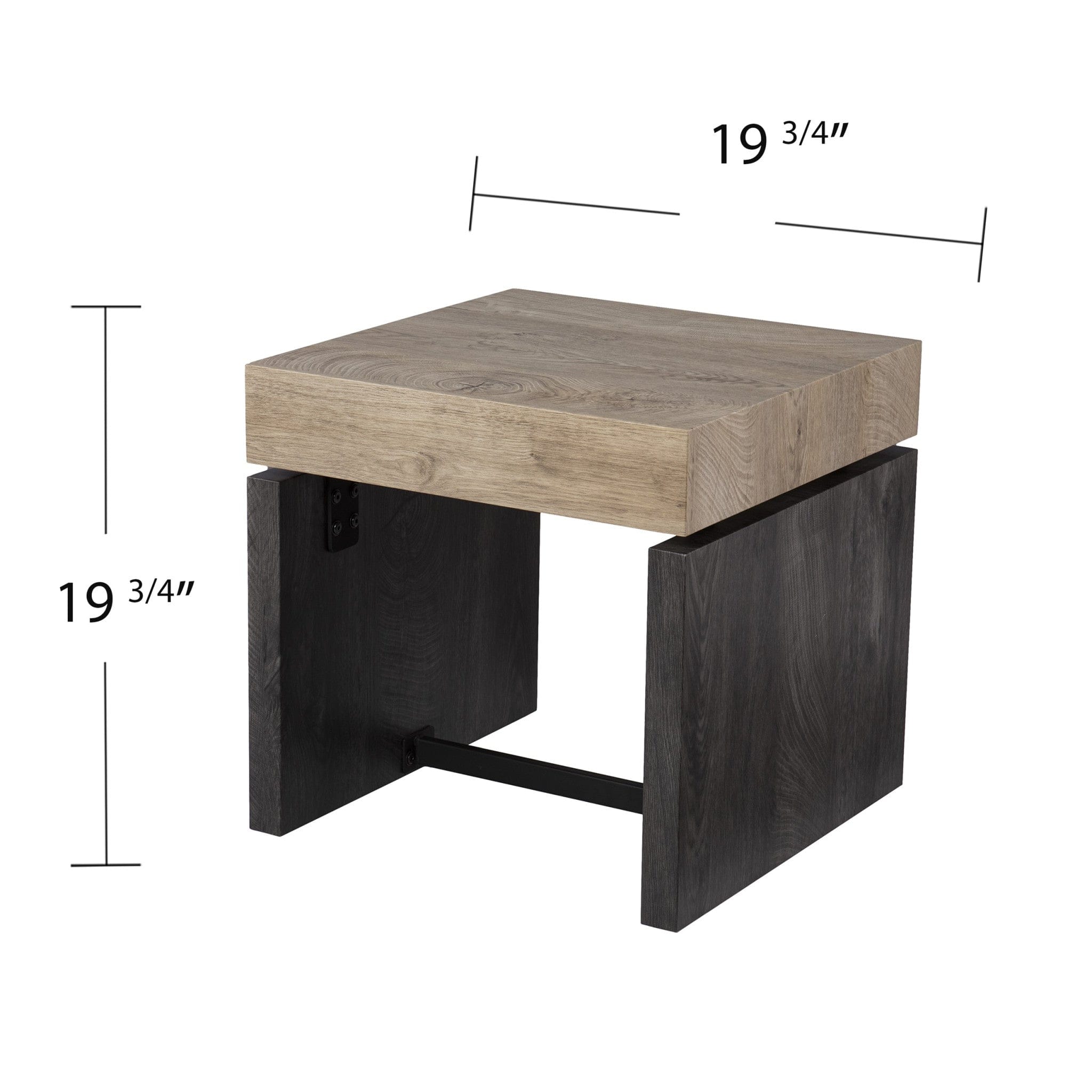 20" Natural Wood Manufactured Wood And Iron Square End Table - Homeroots - Flyclothing LLC