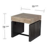 20" Natural Wood Manufactured Wood And Iron Square End Table - Homeroots