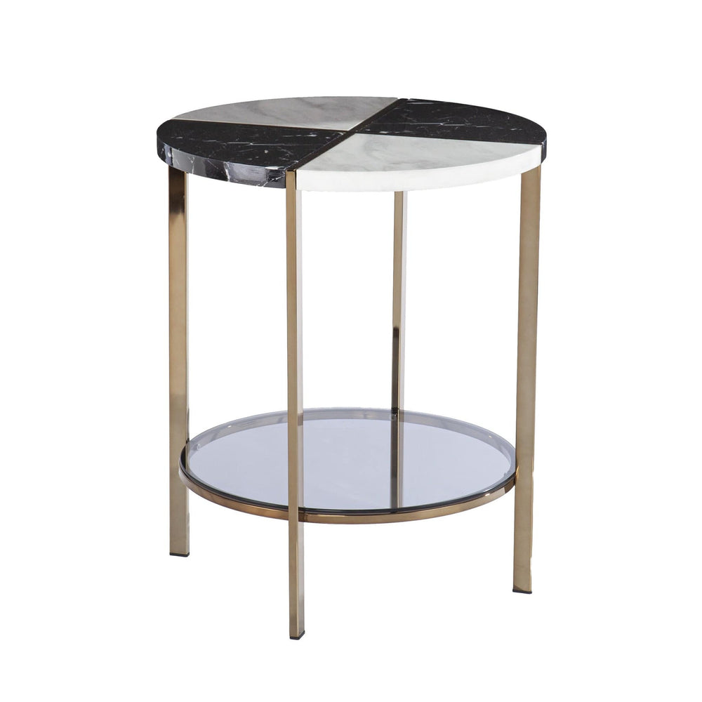 24" Black Manufactured Wood And Iron Round End Table With Two Shelves - Homeroots - Flyclothing LLC